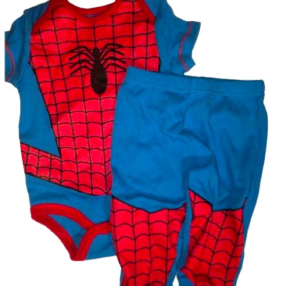 Marvel Avengers SpiderMan Infant Cosplay Bodysuit Pants Set 3-6 M - Picture 3 of 3